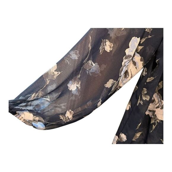 Lane Bryant Women’s Sheer Top Blue Floral V-Neck Blouse Size 18/20 - Picture 6 of 15